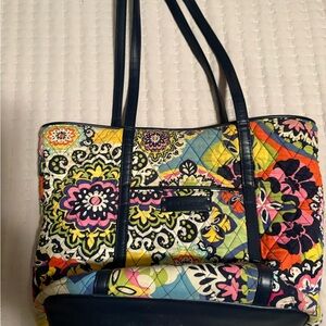 Vera Bradley Blue and Yellow Quilted Tote Bag